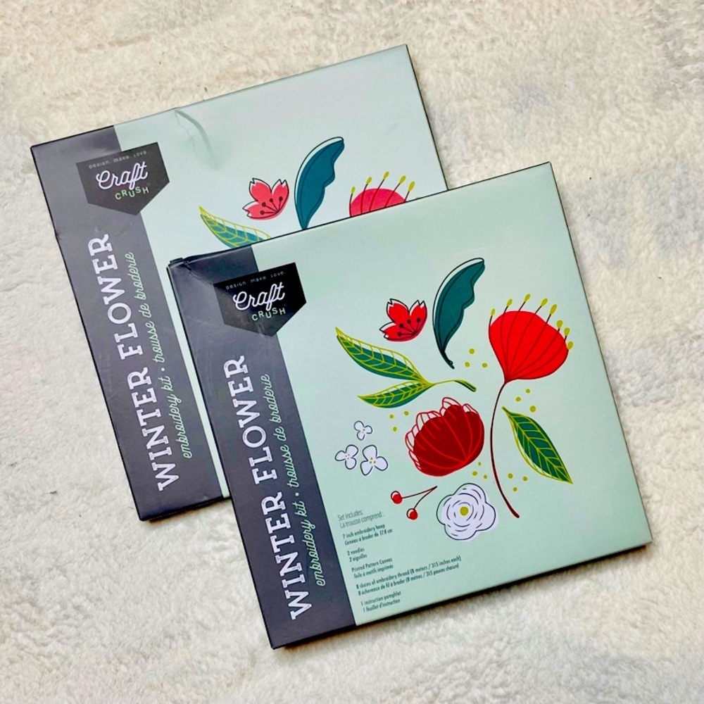 Bundle of 2 Craft Crush Embroidery Kit - Winter Flower